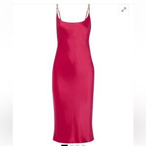 GALVAN LONDON Christiane Chain-Trimmed Satin Midi Slip Dress pink $1035 NWT 6